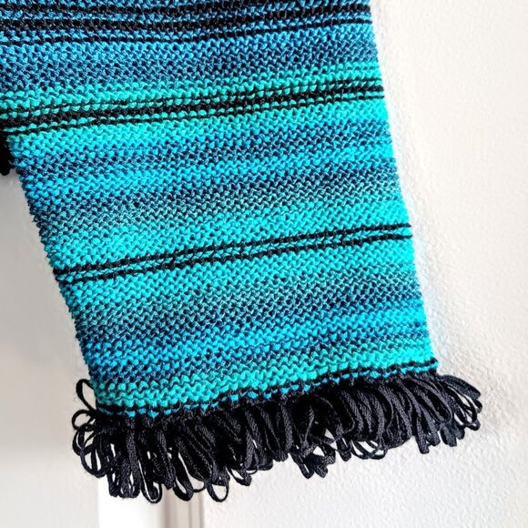 Sigrid Olsen Sport Turquoise Blue Stripe Cotton Knit Pullover Sweater - Picture 3 of 6